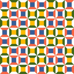 Barn quilt pattern, Amish Patchwork design, Abstract geometric tiled trail Vector illustration