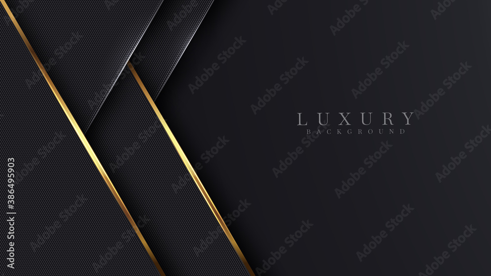 Wall mural luxury abstract background, golden lines on dark, modern black backdrop concept 3d style. illustrati - Wall murals