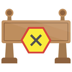 
Wooden road sign with cross symbol, a symbol of traffic barrier 
