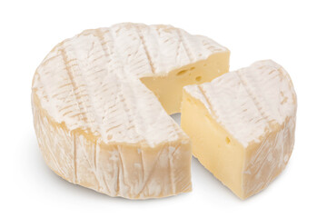 Camembert cheese isolated on white background with clipping path and full depth of field