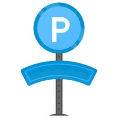 
Road side label with parking written on it, standing over two legs offering parking signage icon 
