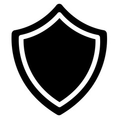 
An icon for protection showing bordered black shield 
