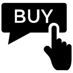 
An index finger clicking the buy symbol to give buy button icon
