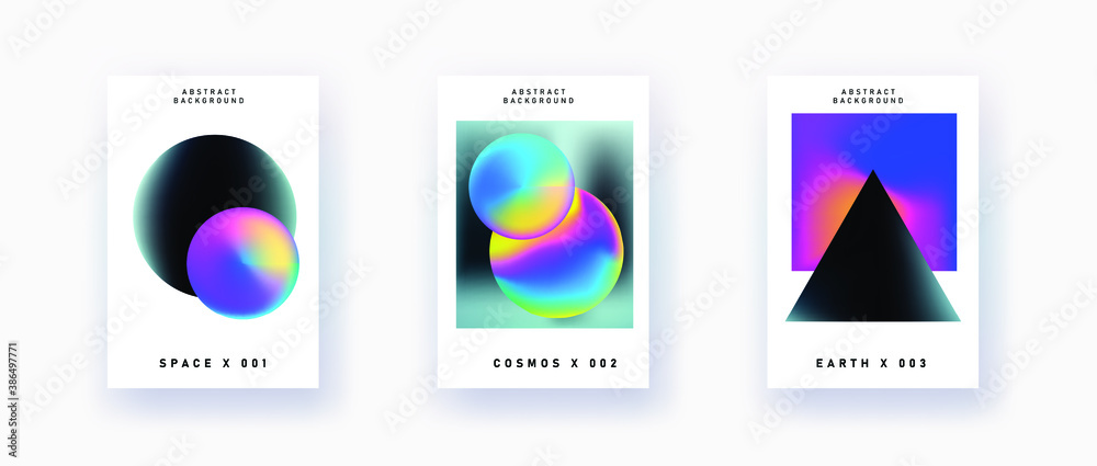 Poster set of vector abstract surreal gradient illustrations, backgrounds for the cover of magazines, books