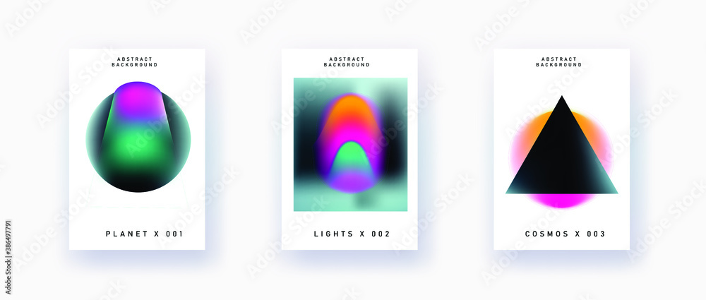 Poster set of vector abstract surreal gradient illustrations, backgrounds for the cover of magazines, books