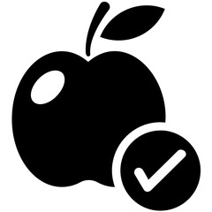 
An apple having tick sign on it representing healthy diet 
