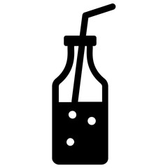 
A bottle having drink and a straw depicting drink
