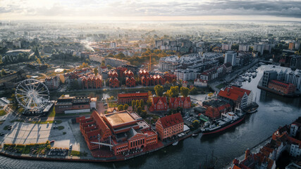Obraz premium Aerial View of the Polish city of Gdansk