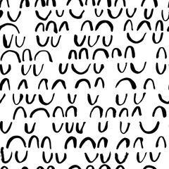 Hand drawn doodle arches vector seamless pattern. Abstract rounded forms, line brushstrokes. Hand painted ink background with half circles, scallops. Art illustration for fashion designs, textile