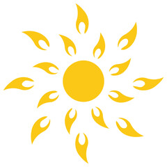 

Flower like sun with thin and thick rays giving the symbol of mayan sun 
