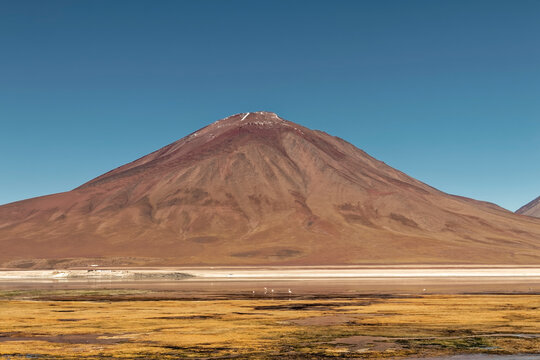 Chile - A picture of the lake with the volcano in the background.