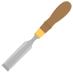 Fototapeta premium Cutting edge of a blade with wooden handle denoting chisel icon 