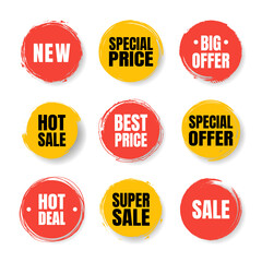 Set of sale tag tags. Grunge stamps, badges and banners. Premium quality guarantee, best seller, best choice, sale, special offer. Banners and stickers.