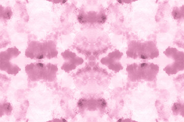 Pink Seamless Tie Dye Batik Texture. Watercolor 