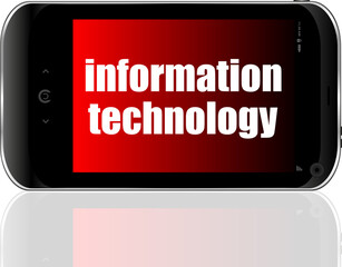 Text information technology. Business concept . Detailed modern smartphone