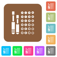 Set of screwdriver bits rounded square flat icons