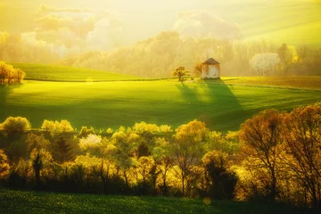 Gardinen Idyllic rural landscape with an old mill. Location place of South Moravia, Czech Republic. © Leonid Tit