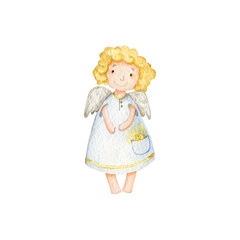 watercolor cute little christmas angels baby background