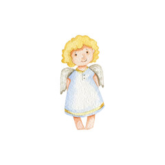watercolor cute little christmas angels baby background