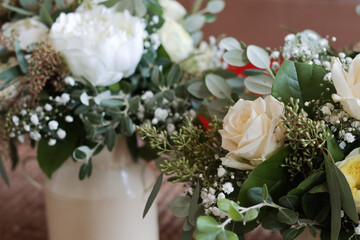 Vintage / Rustic Artisan Bridal Wedding Roses Floral Flower Bouquet Arrangement
