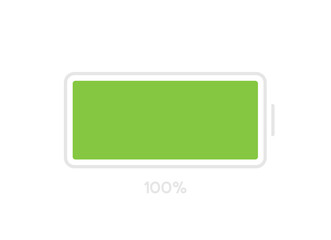 100 percent charge on smartphone. Battery charge level. Vector illustration
