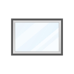 Empy blank vector 3d realistic horizontal photo frame with white paper, acrylic glass and black gray borders