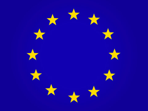 The official flag of the European Union. Twelve yellow stars on a blue background. Vector, horizontal image.
