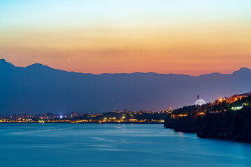 Amazing Sunset and mountains at Antalya Falez and Beach