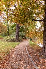 Fototapeta premium Entlang der Oker führt dieser wundervolle Weg durch den Park.