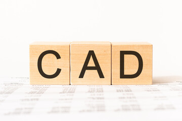 Word cad. Wooden small cubes with letters isolated on white background with copy space available.Business Concept image.