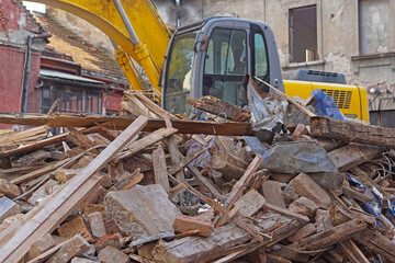 Excavator machine debris