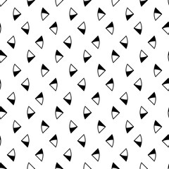 Triangular figures wallpaper. Repeated geometrical figures background. Seamless surface pattern design with polygons. Mosaic motif. Digital paper with jagged triangles for web designing. Vector art.