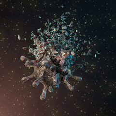 3D coronavirus illustration. An illustration of the death of the coronavirus.