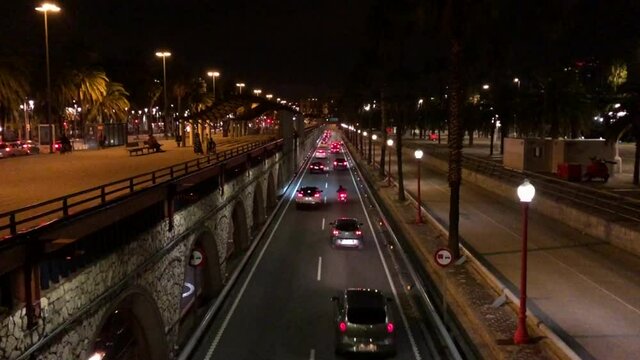 Cars on the road at night