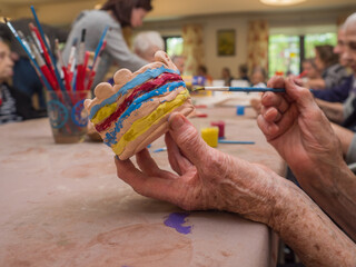 Workshop for clay sticking for seniors