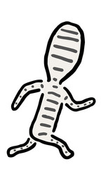 Mummy running : Hand drawn vector illustration like woodblock print