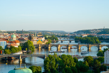 Fototapeta na wymiar landscape of Prague, Czech Republic on sunny day
