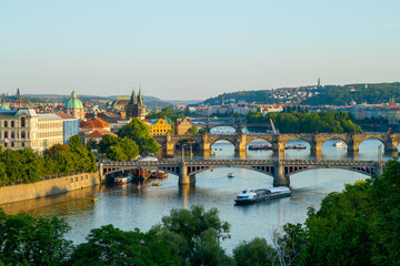 Fototapeta na wymiar cityscape of Prague, Czech Republic on sunny day