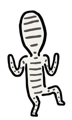 Surprised Mummy : Hand drawn vector illustration like woodblock print