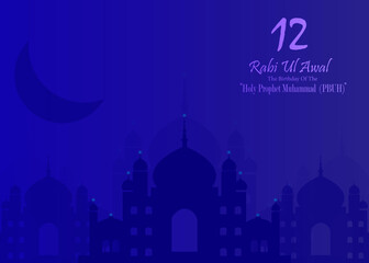 Celebrating 12 rabi ul awal madina mosque, background and poster concept isolated