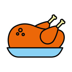 roasted chicken icon, line and fill style