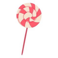 Christmas white red swirl lollipop icon. Flat illustration of Christmas white red swirl lollipop vector icon for web design