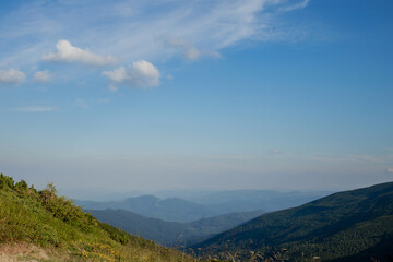 Fototapeta premium Morning sunny day is in mountain landscape. Carpathian, Ukraine, Europe. Beauty world. Large resolution