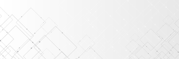 Abstract white background with technology communication data element shape and dots 