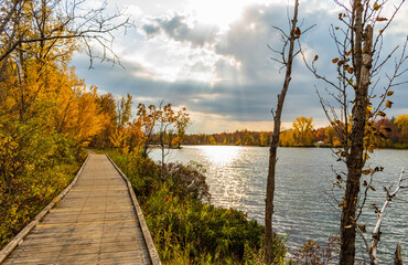 Cloudly day of autumn in Quebec city