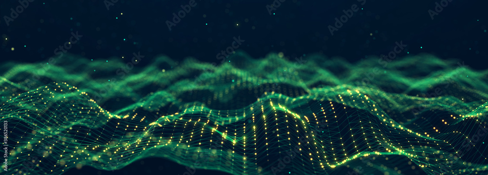 Poster Digital technology background. Network connection. Futuristic background for presentation design. 3d rendering.