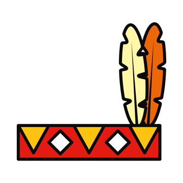 recommend clip art: Native American feathered headdress icon, line and fill style