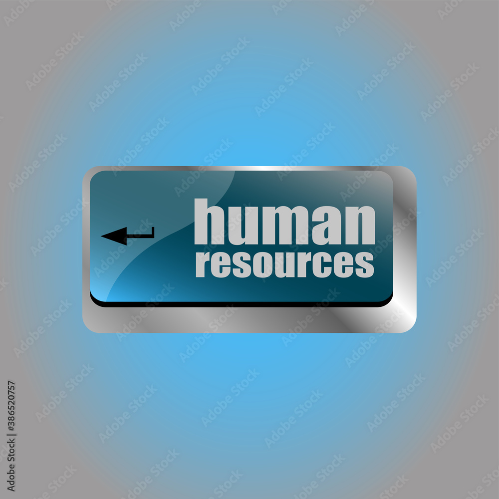 Poster human resources button on computer keyboard key