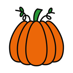 pumpkin vegetable icon, line and fill style