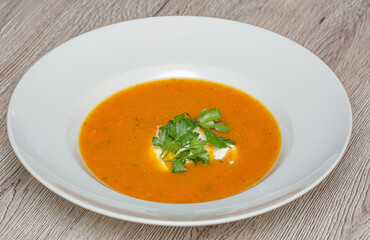 soup with carrot parsley and cream